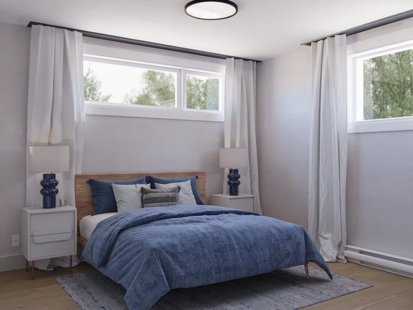 Modèle de Jumelé de type maison à palier nommé Magistral. De Style contemporain et moderne avec une vu de la chambre secondaire.