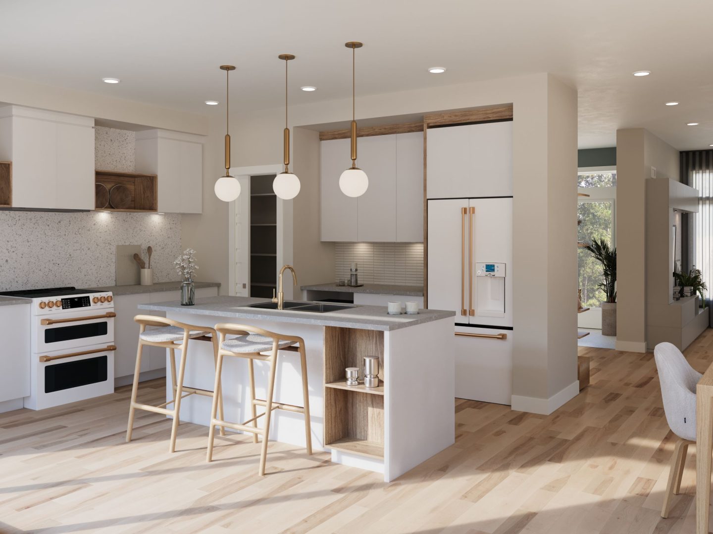 Le modèle Magnifika est une maison à étage de style Contemporain moderne. Vue de la cuisine.