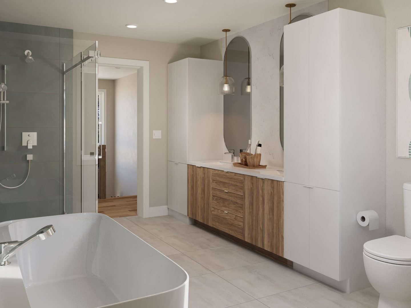 Le modèle Magnifika est une maison à étage de style Contemporain moderne. Vue de la salle de bain.