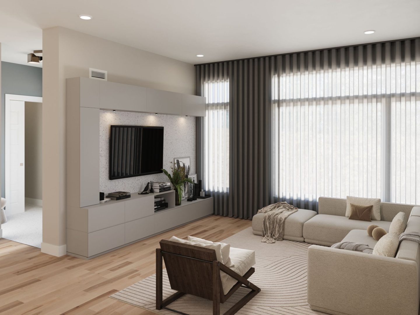 Le modèle Magnifika est une maison à étage de style Contemporain moderne. Vue du salon.