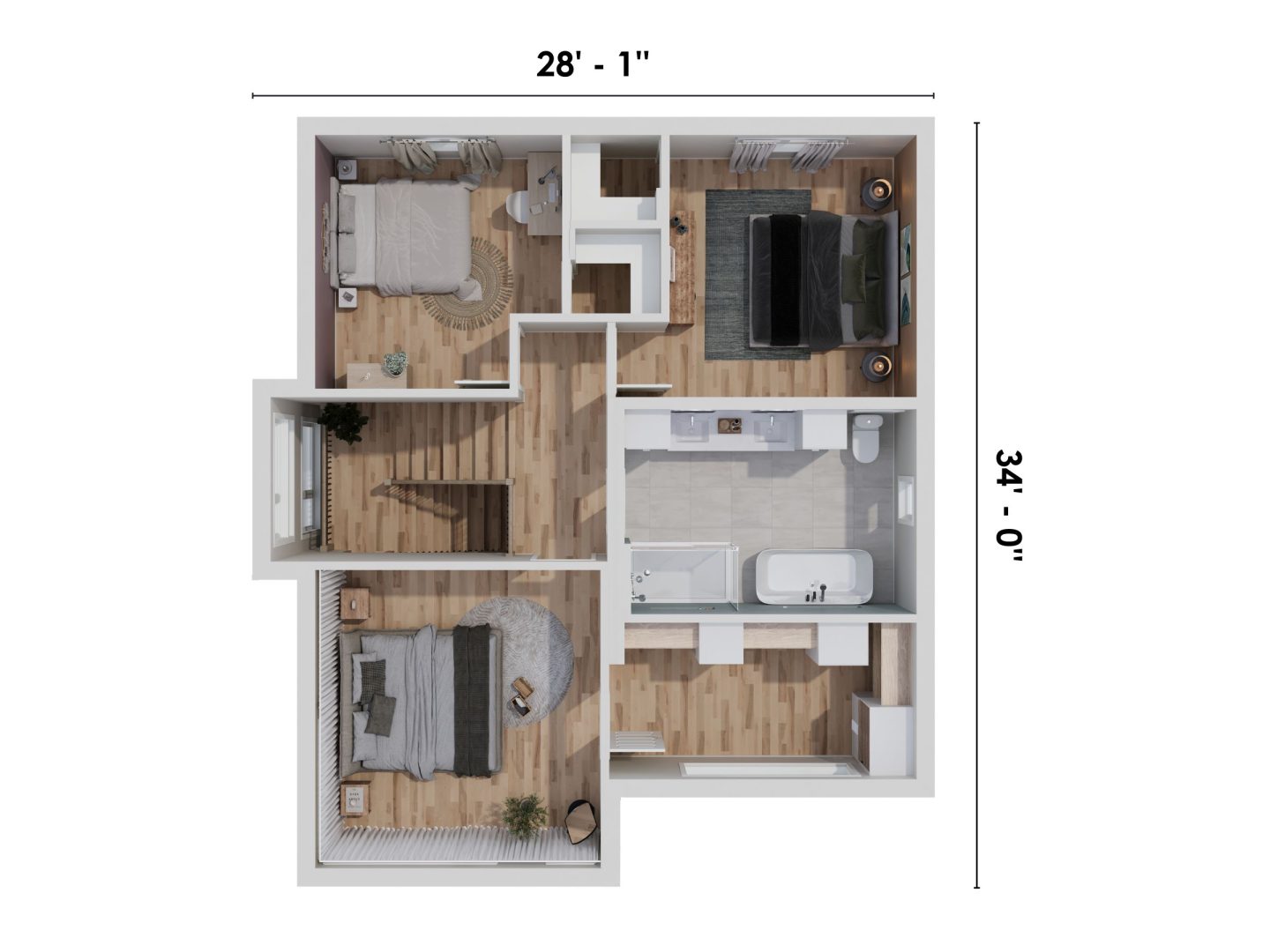 Le modèle Magnifika est une maison à étage de style Contemporain moderne. Vue du plan 3D.