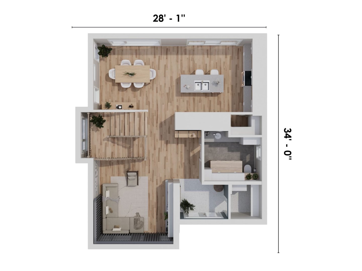 Le modèle Magnifika est une maison à étage de style Contemporain moderne. Vue du plan 3D.