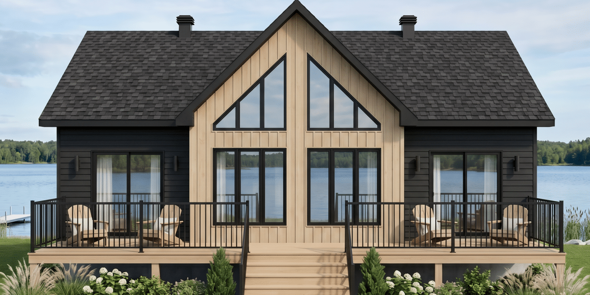 Le modèle Merle est un chalet de style contemporain. Vue de l'extérieur.