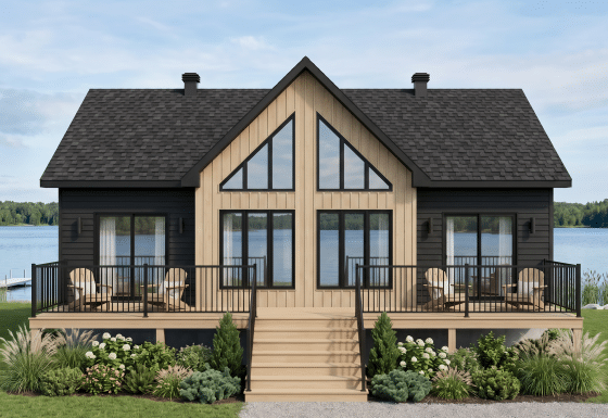 Le modèle Merle est un chalet de style contemporain. Vue de l'extérieur.