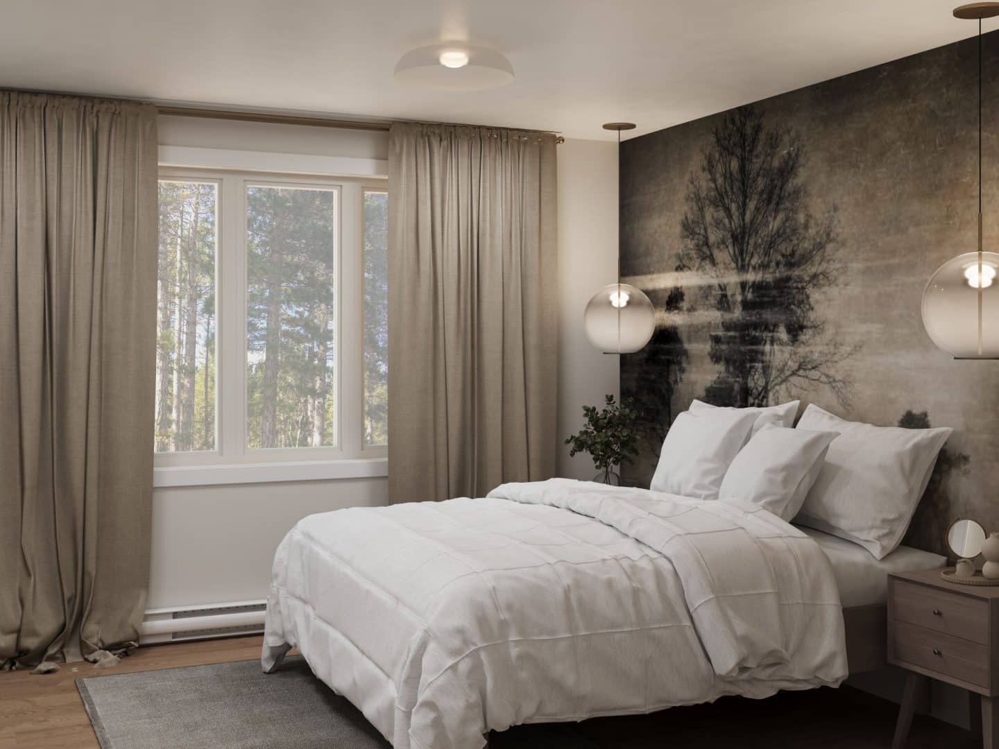 Le modèle Panorama 2.0 est un chalet de style moderne. Vue d'une chambre.