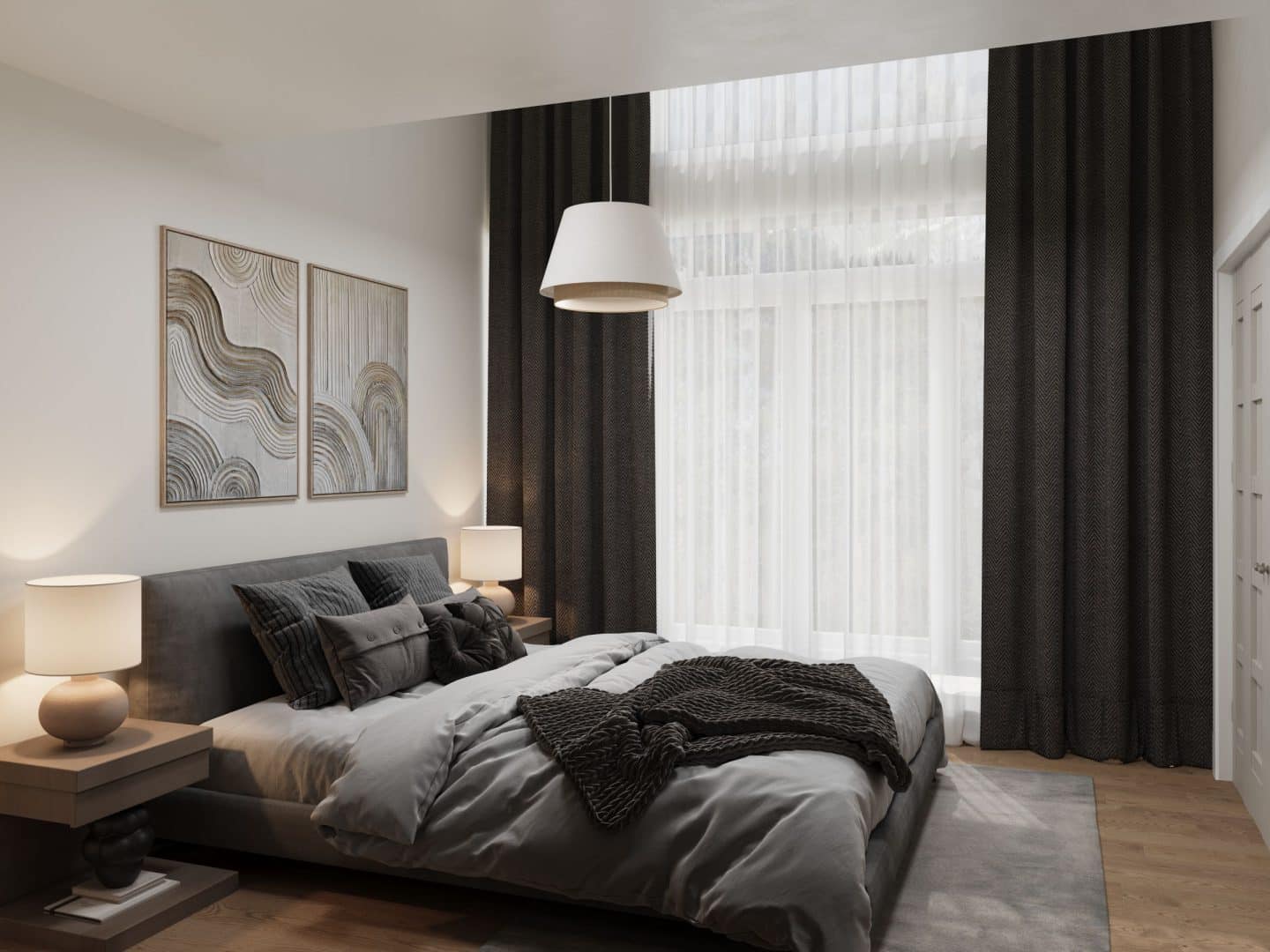 Le modèle Panorama 2.0 est un chalet de style moderne. Vue de la chambre des maîtres.