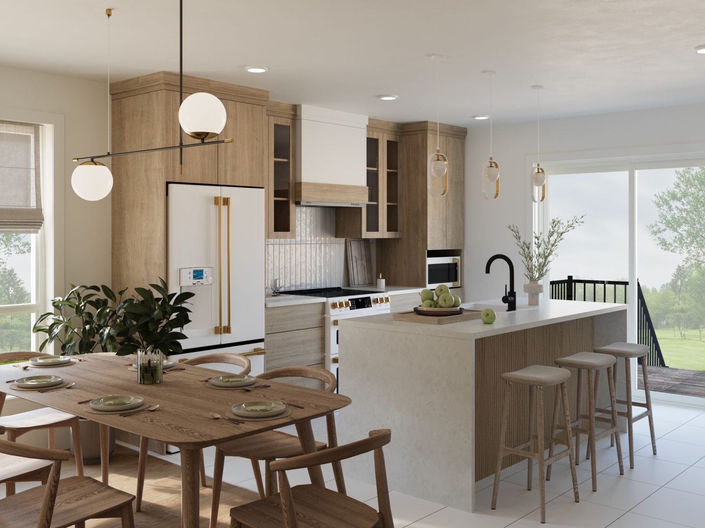 Le modèle Hamina est un plain-pied de style Scandinave. Vue de la cuisine.