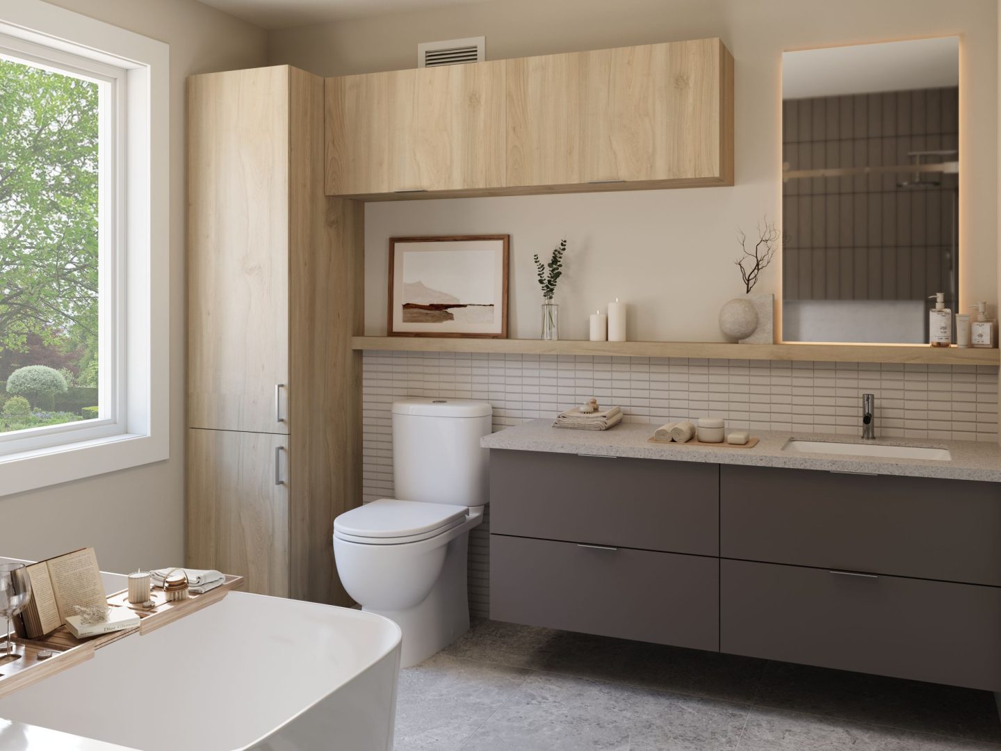 Le modèle Rauma est un plain-pied de style Scandinave. Vue de la salle de bain.