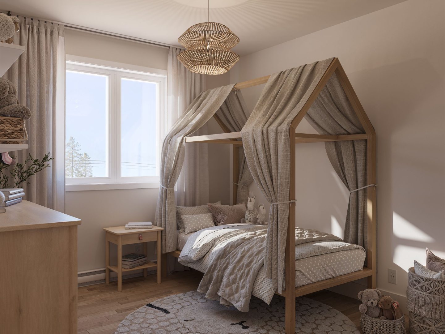 Le modèle Gatinoise est un deux étages de style Contemporain classique. Vue de la chambre.