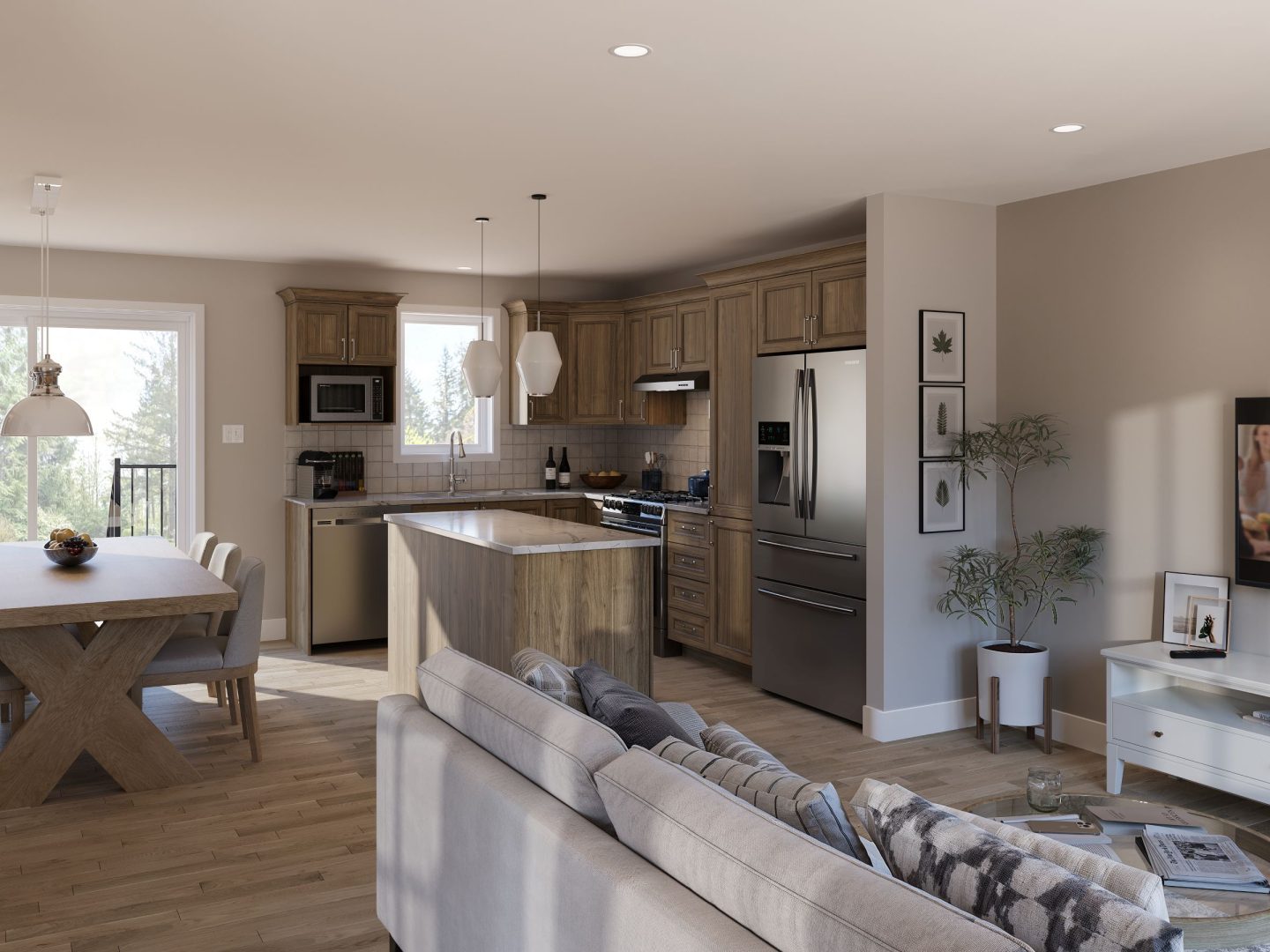 Le modèle Gatinoise est un deux étages de style Contemporain classique. Vue de la cuisine.