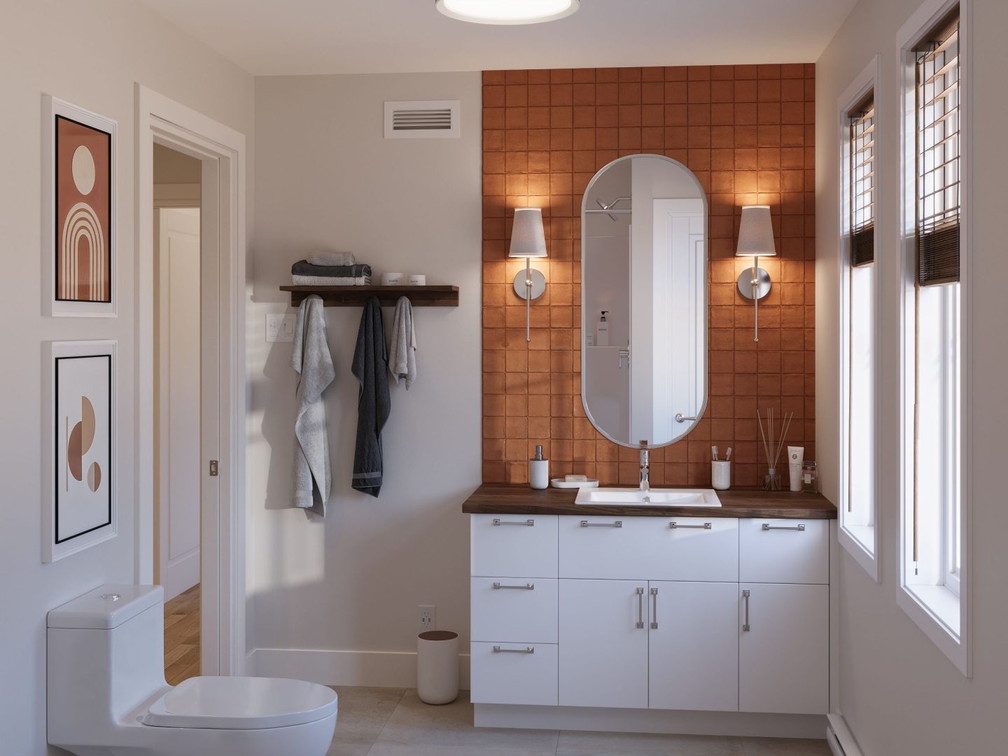 Le modèle Gatinoise est un deux étages de style Contemporain classique. Vue de la salle de bain.