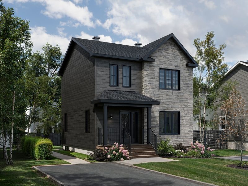 Le modèle Gatinoise est un deux étages de style Contemporain classique. Vue de l'extérieur avant.