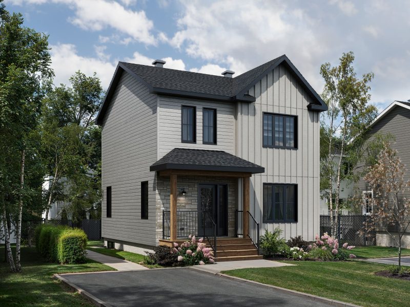 Le modèle Gatinoise est un deux étages de style Contemporain classique. Vue de l'extérieur avant.