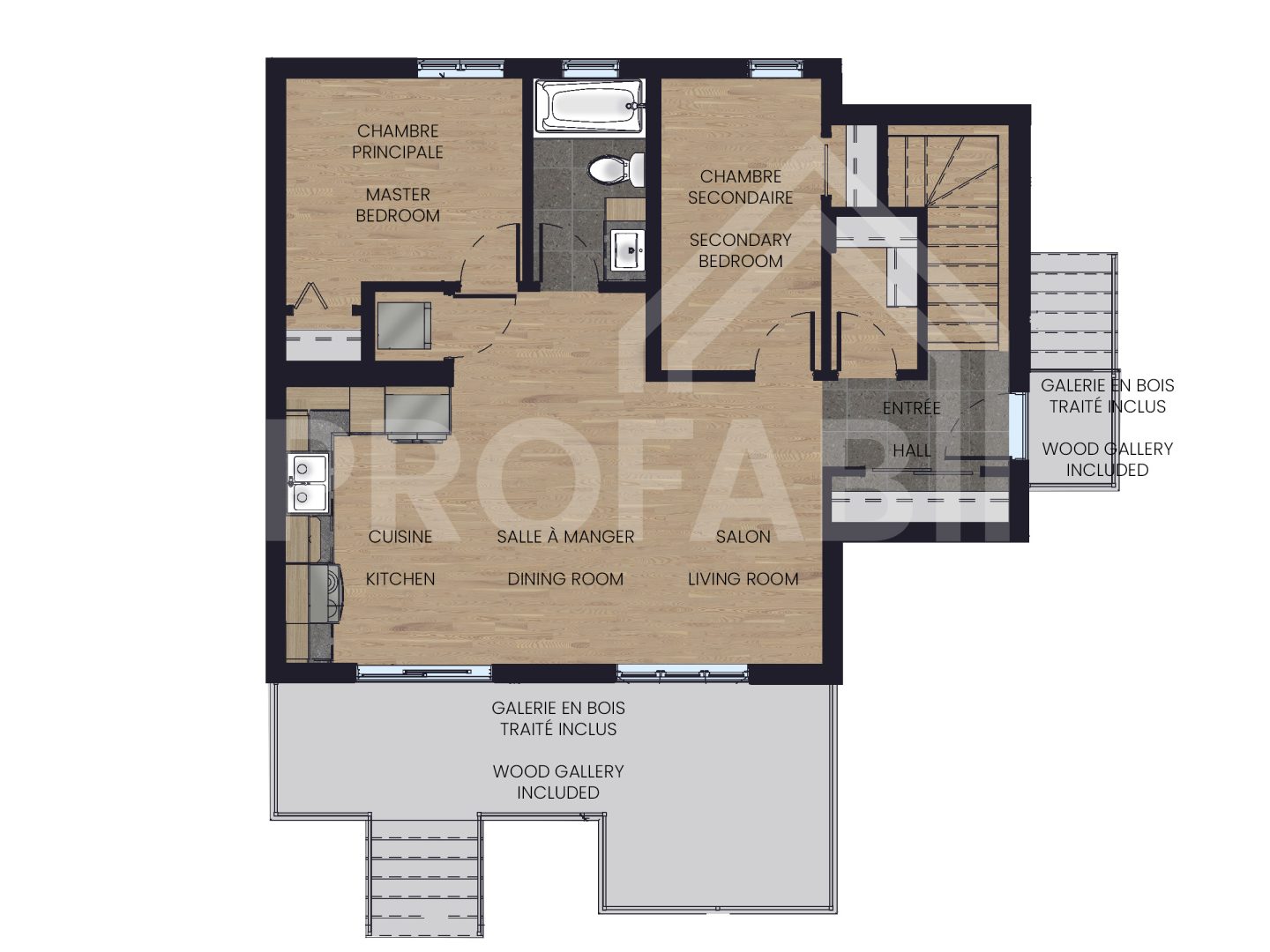 Le modèle Le Repaire est un plain-pied micro habitation de style contemporain. Vue du plan 2D