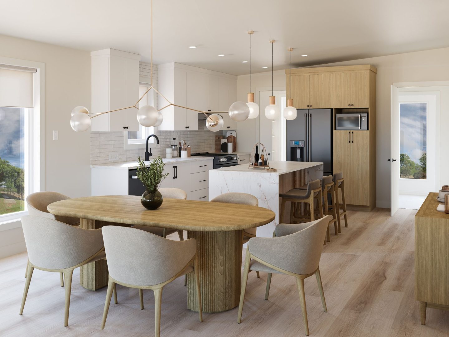 Le modèle Hella est un plain-pied de style Scandinave. Vue de la cuisine.