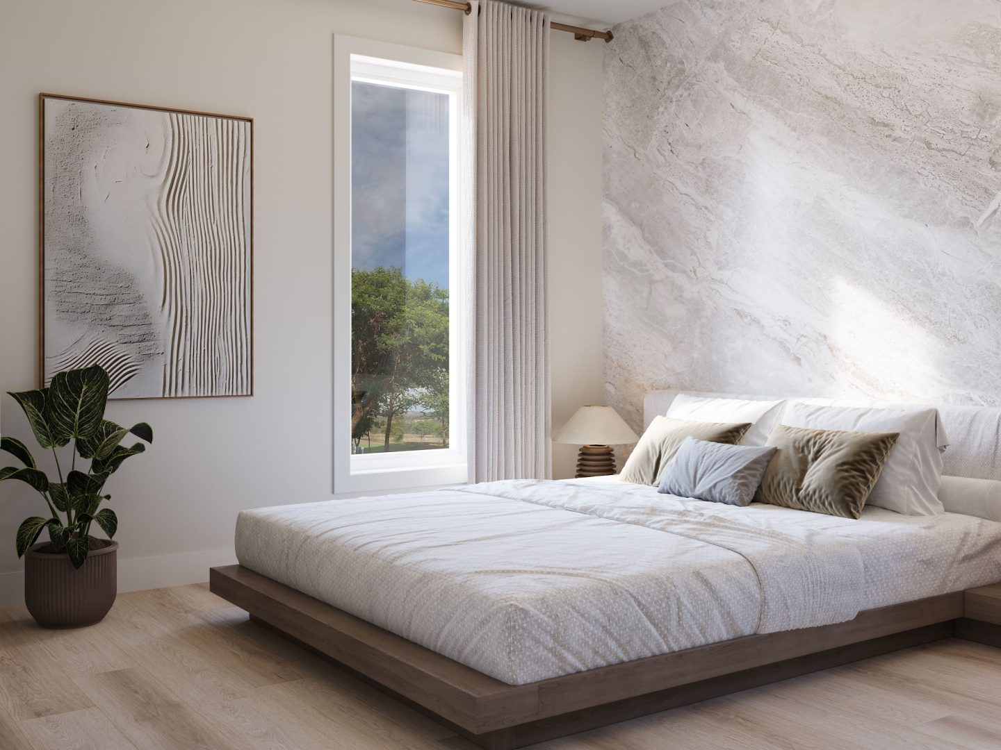 Le modèle Hella est un plain-pied de style Scandinave. Vue de la chambre.