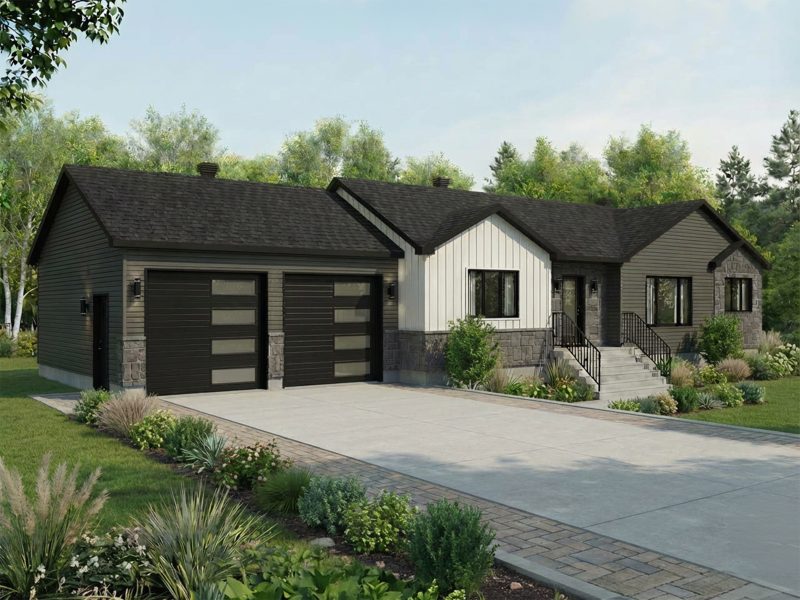 Modèle Alberton est une maison plain-pied de style contemporain. Vue de l'extérieur.