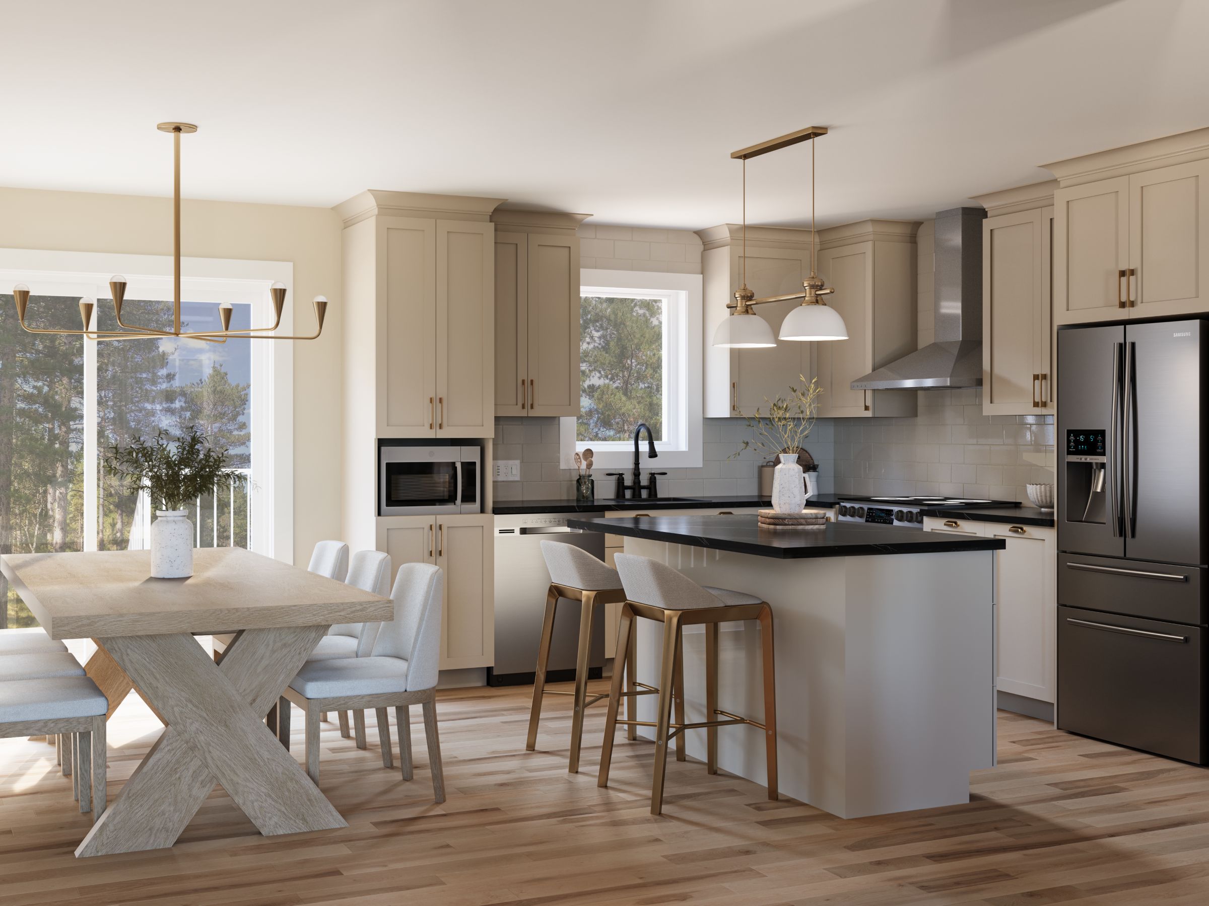 Le modèle Campagnarde est un plain-pied de style champêtre. Vue de la cuisine.