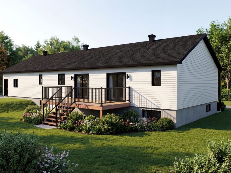 Modèle Chatham est une maison plain-pied de style classique Farmhouse. Vue de l'extérieur.