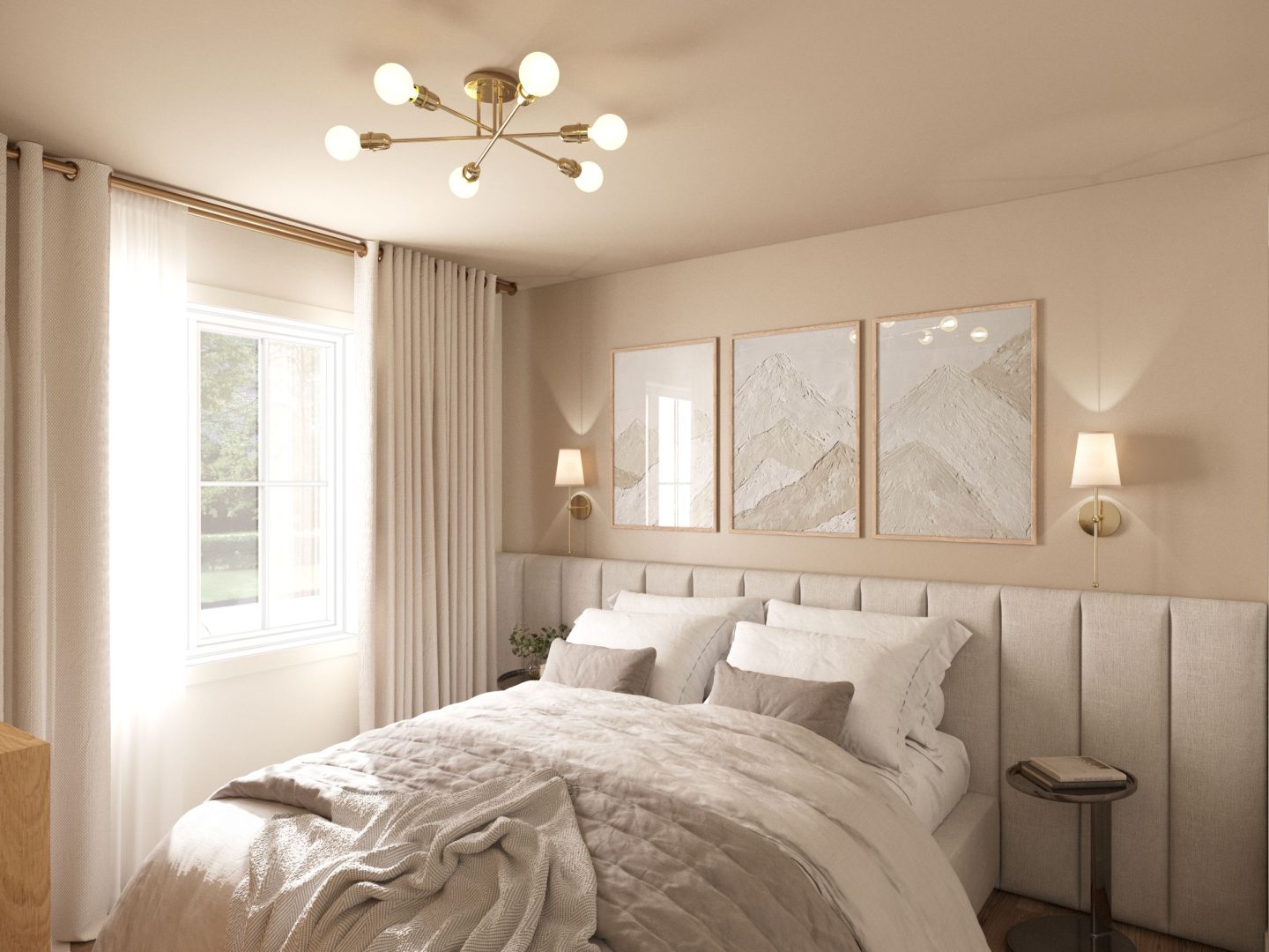 Le modèle Lakefield est une maison de plain-pied de style contemporain. Vue de la chambre des maîtres.