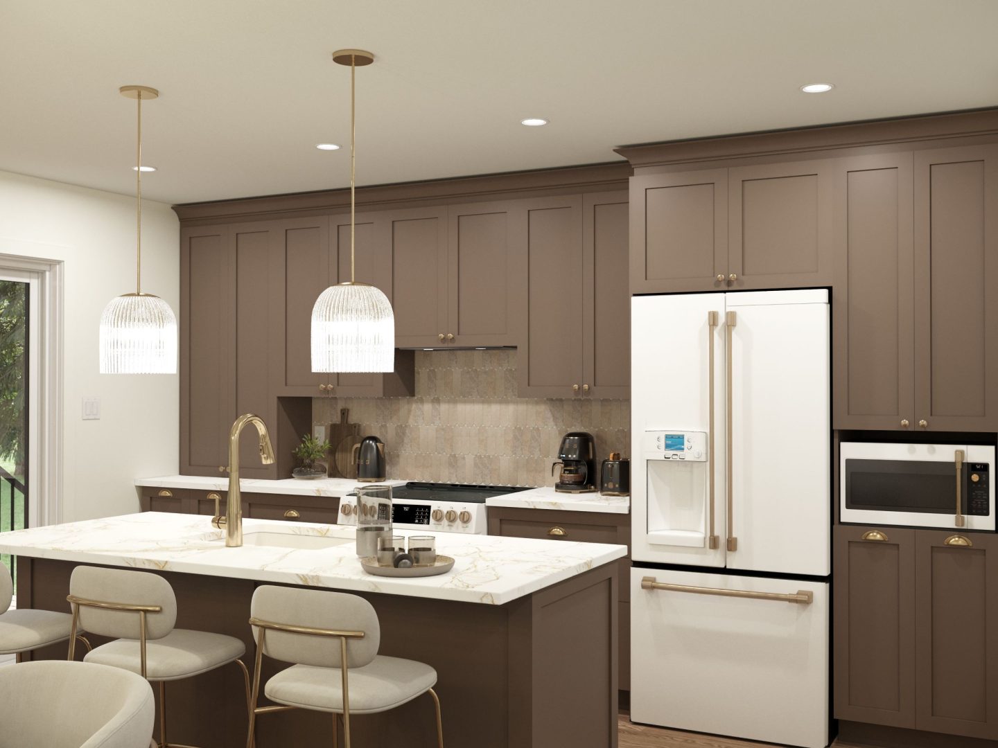 Le modèle Lakefield est une maison de plain-pied de style contemporain. Vue de la cuisine.