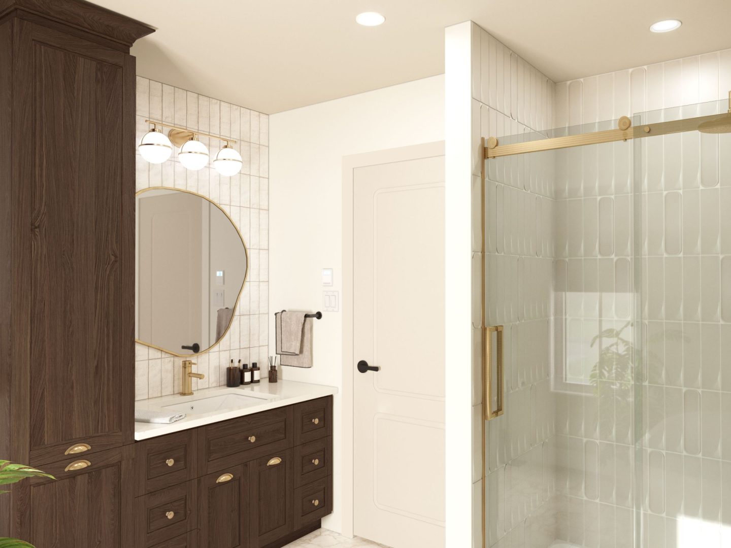 Le modèle Lakefield est une maison de plain-pied de style contemporain. Vue de la salle de bain.