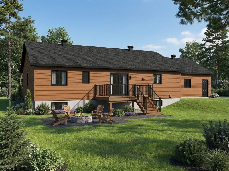 Modèle Lilibet est une maison plain-pied de style contemporain. Vue de l'extérieur arriere.