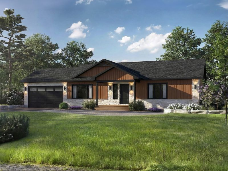 Modèle Lilibet est une maison plain-pied de style contemporain. Vue de l'extérieur.