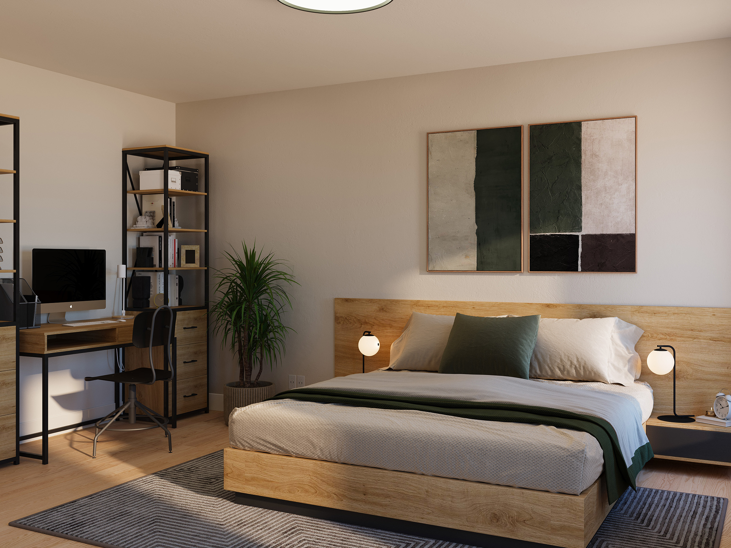 Modèle de maison à pallier Zénith est de style contemporain. Vu de la chambre.