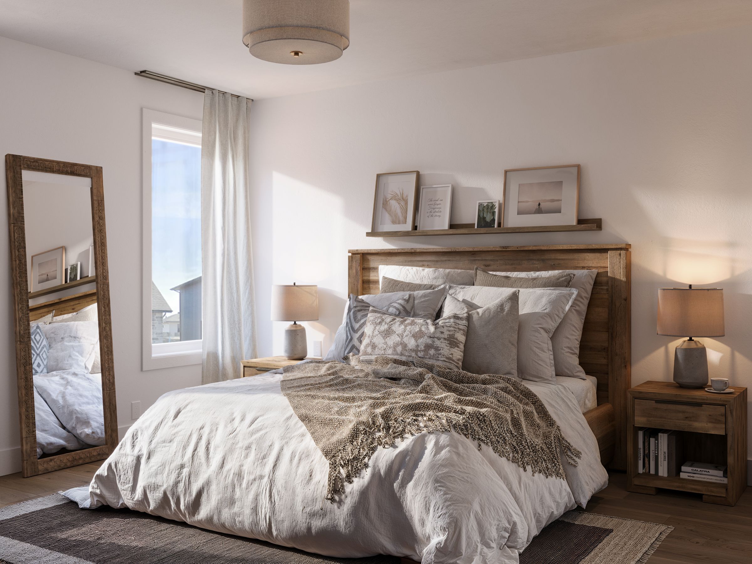 Le modèle Luvia est une maison de deux étages de style scandinave moderne. Vue de la chambre.