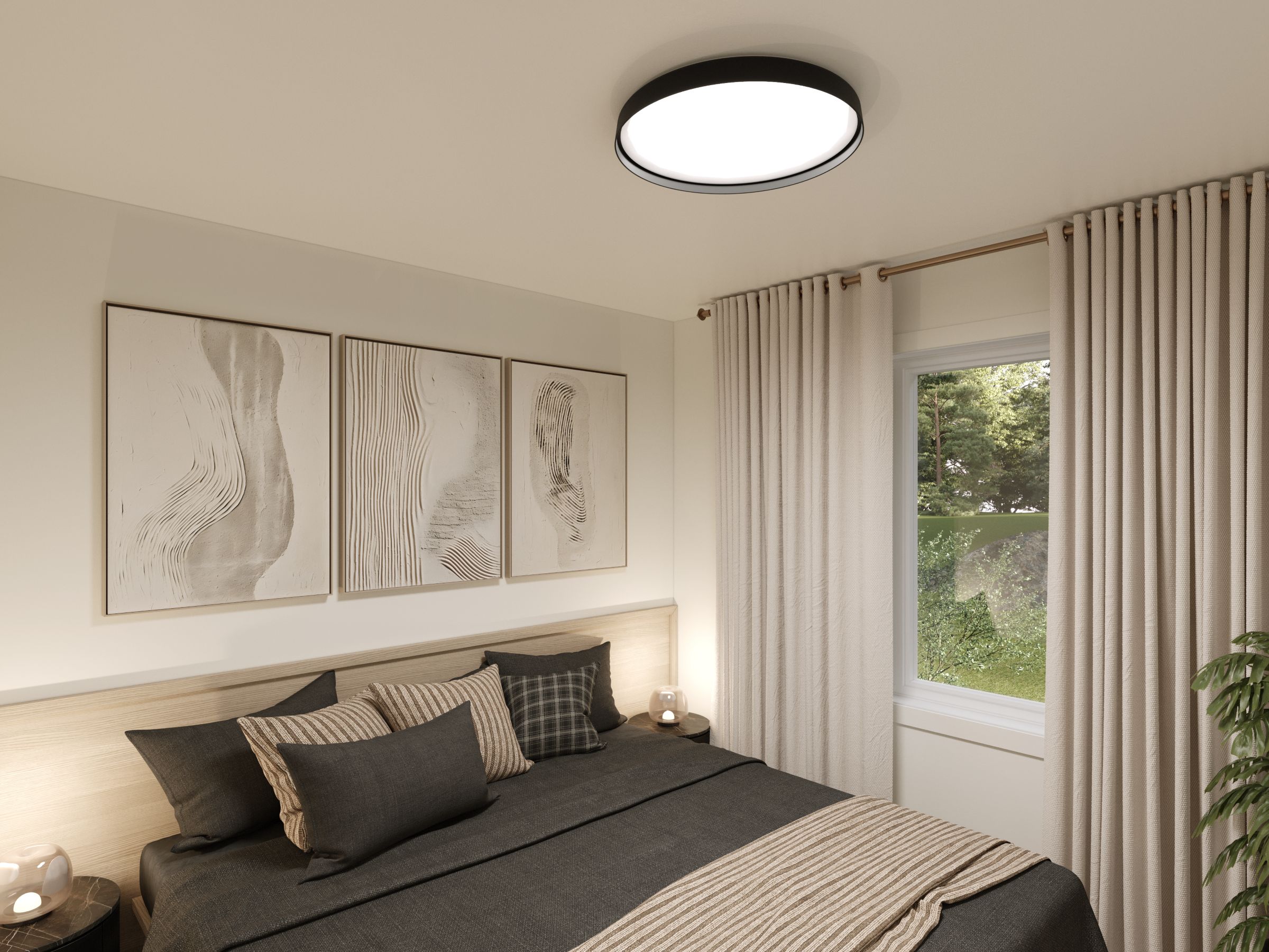 Modèle Belvia est une maison plain-pied de style scandinave. Vue de la chambre.